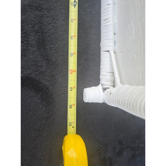 Vintage White Wicker Two-Tier Shelf 18x16x8 Boho Cottagecore Decor - Picture 2 of 3